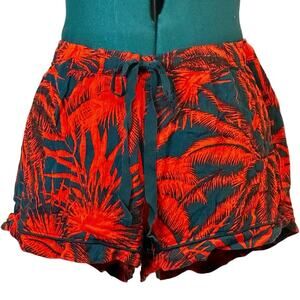 P.J. Salvage Tropical Palm Print Lounge Shorts Red Navy Women’s M | Comfy